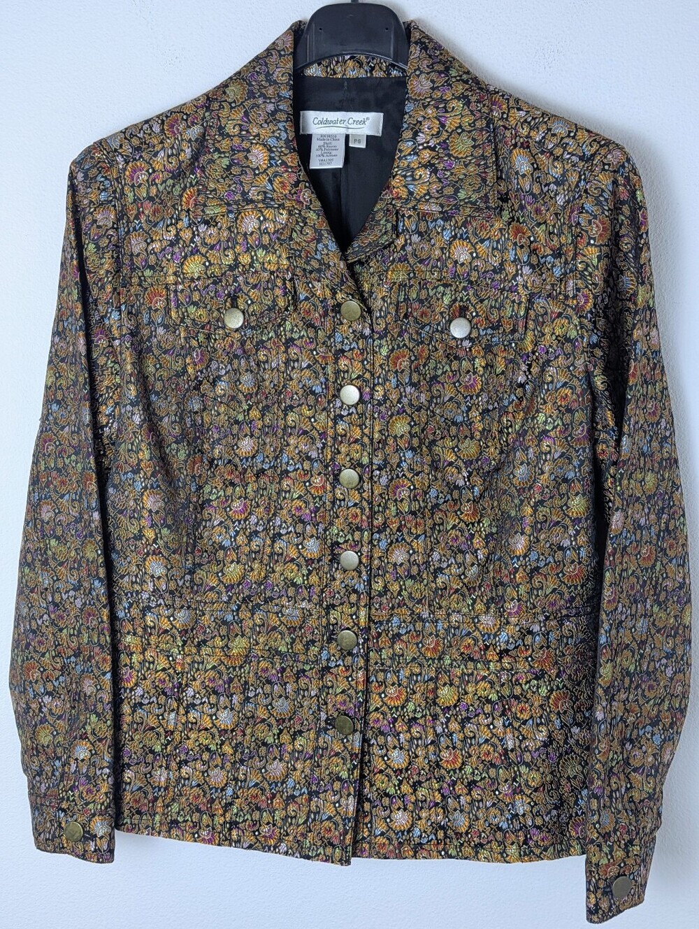 Coldwater Creek Tapestry Multicolor Brocade Jacquard Button Front Top Jacket SP